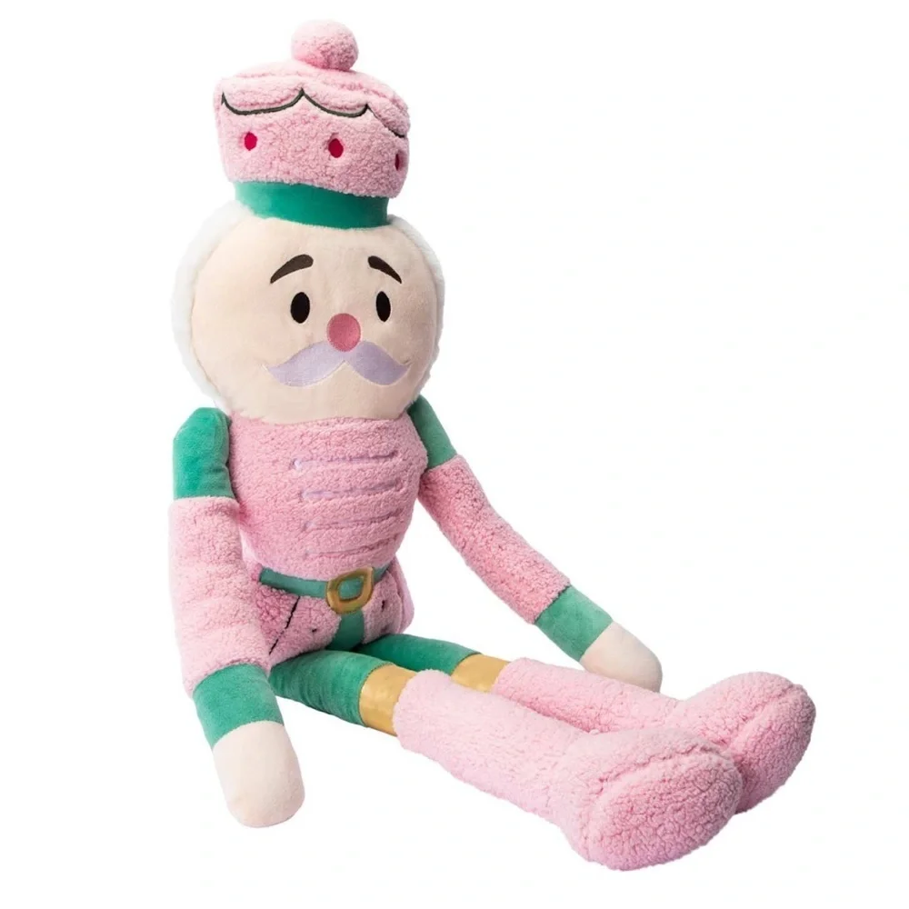 Pink and Green Nutcracker Plush Pillow Decor Christmas NEW Large 40”x12”x4.5”